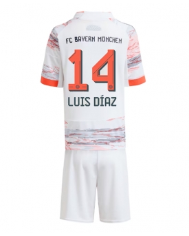 Billige Fotballdrakt Bayern Munich Luis Diaz #14 Replika Bortedraktsett Barn 2025-26 Kortermet (med bukser)